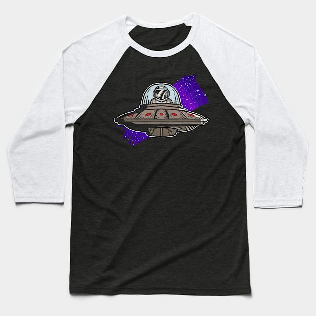 Ufo Astronaut Conspiracy Abduction Flying Saucer Baseball T-Shirt by Anassein.os